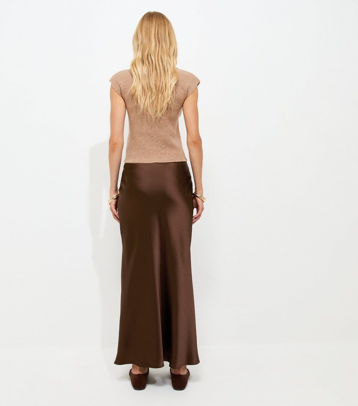 New Look Women's Brown Satin Bias Cut Midi Skirt New Look - 4