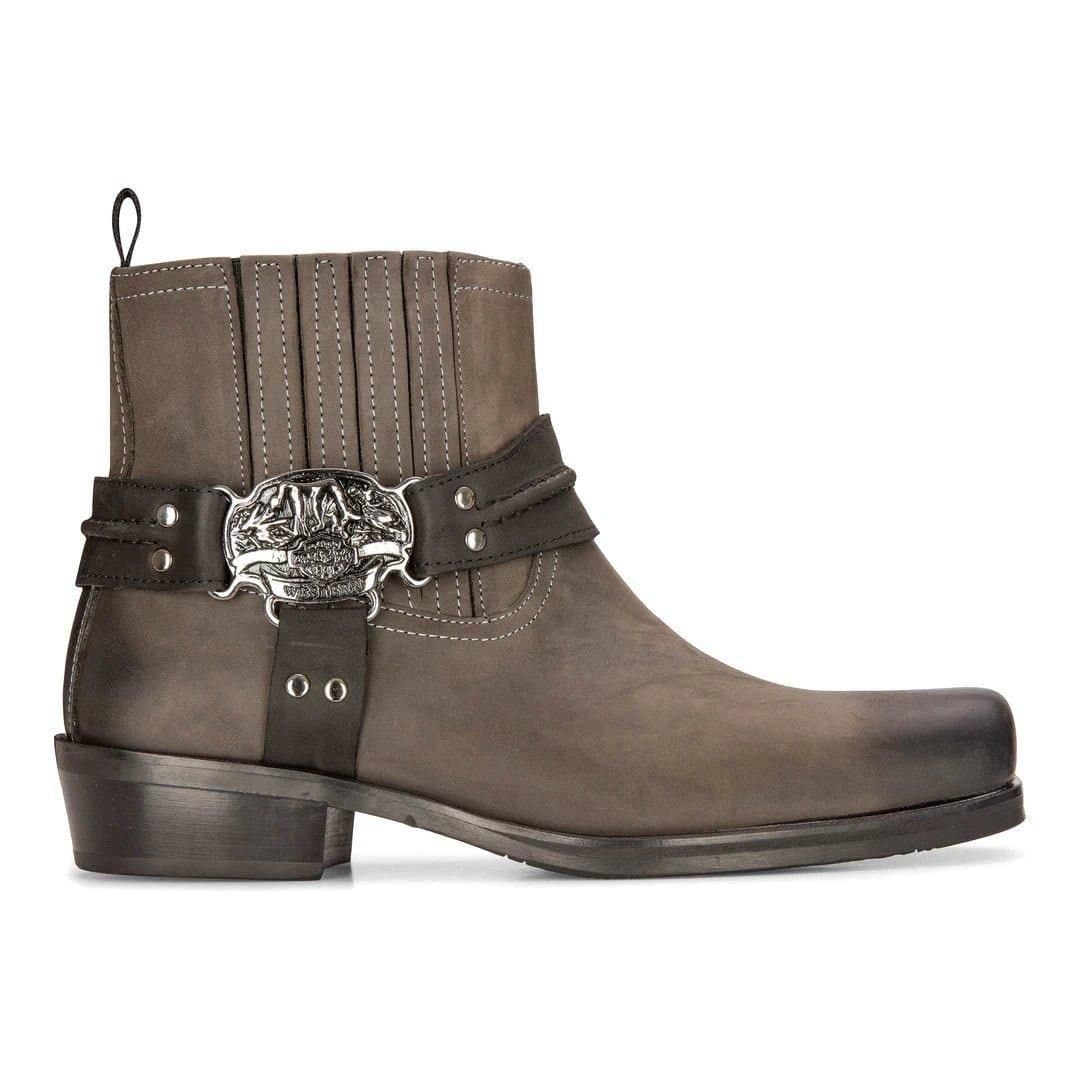 Etor Etor Men's Cowboy Real Leather Boots With Square Toe in Black