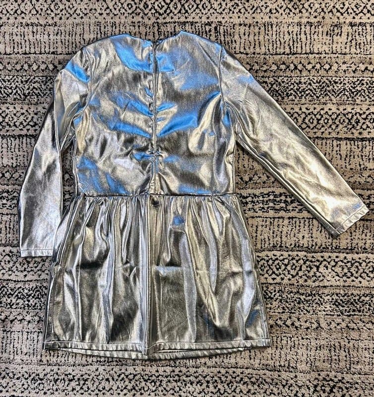 Never Fully Dressed Never Fully Dressed Silver Faux Leather Mini Dress - Size 14