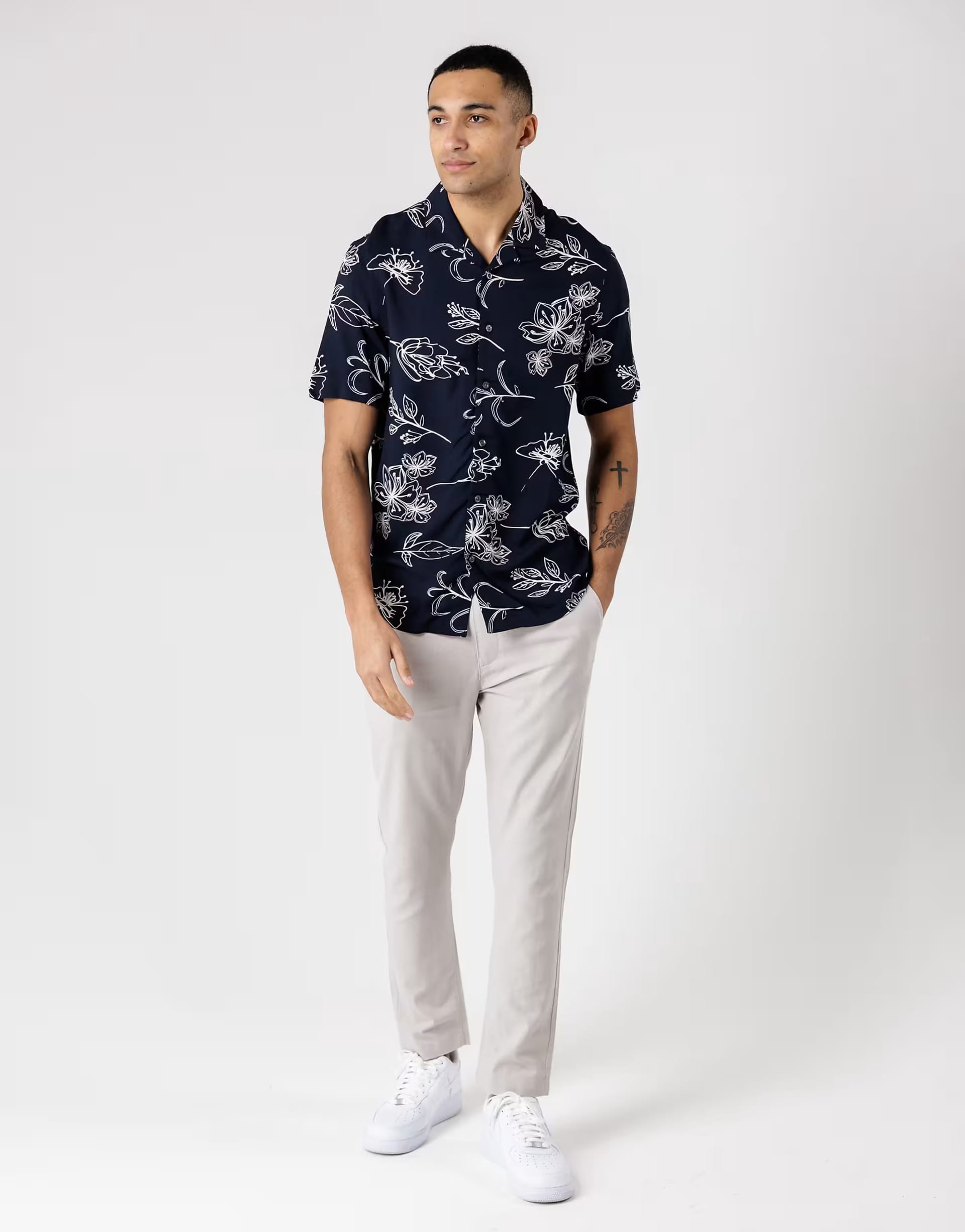ASOS Stone Cotton-linen Blend Cuffed Trousers