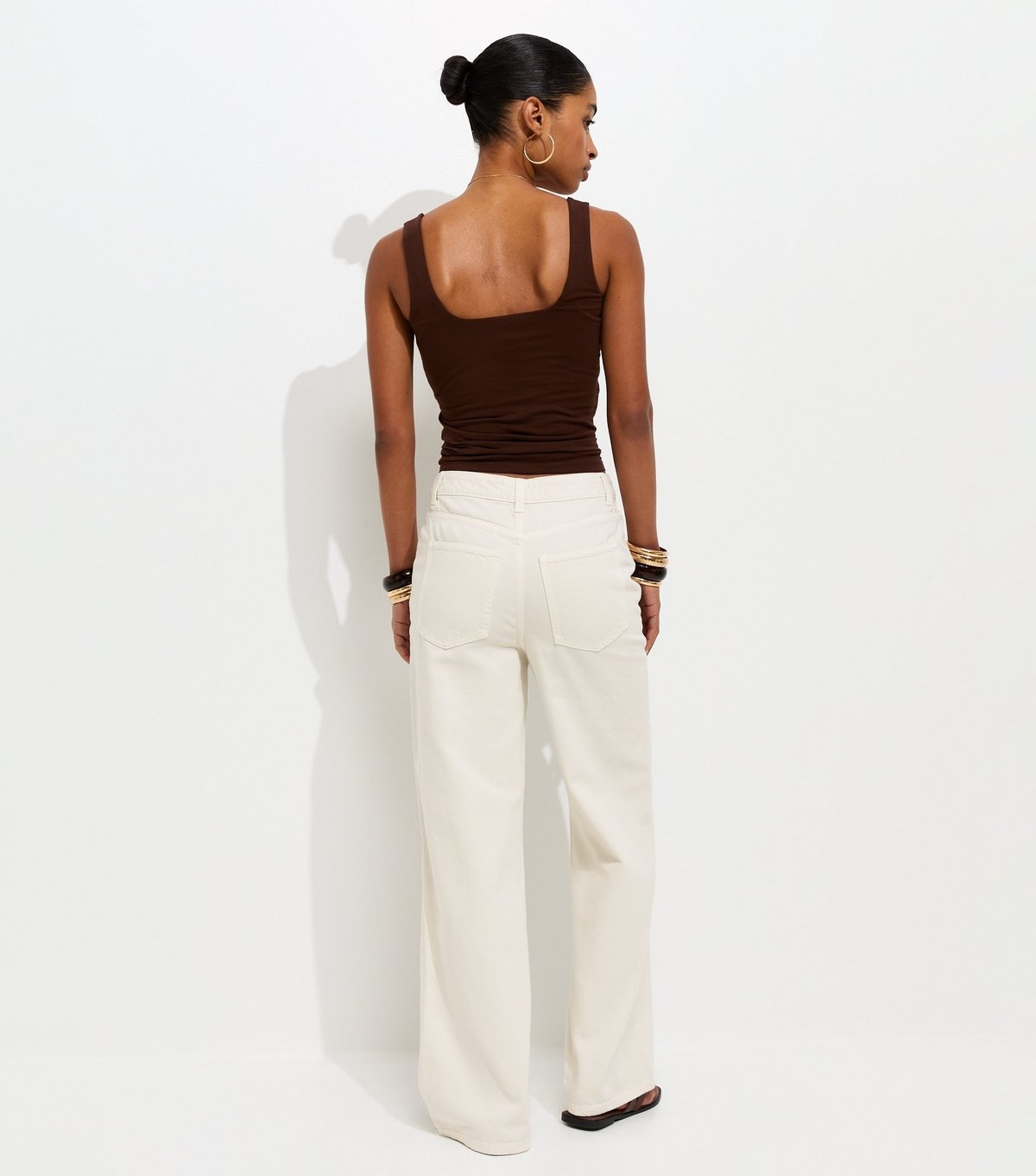 New Look Women's Off White Adalae High Waisted Wide Leg Jeans New Look - 4