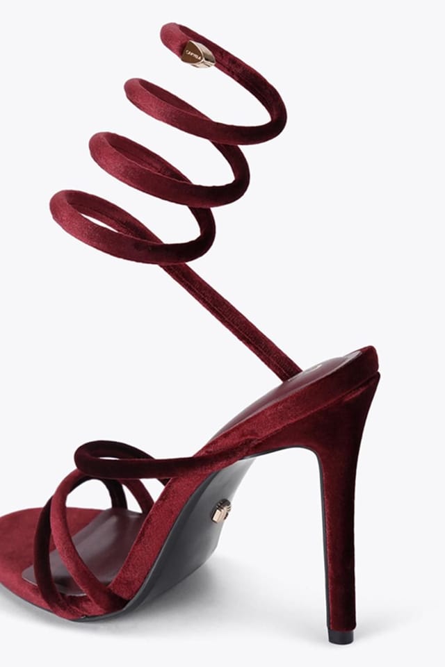 Carvela Carvela Women's 'Spiral 105' Velvet Heels in Dark Red - 3