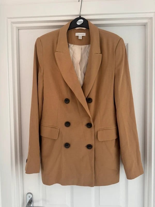 Topshop Tan Double-Breasted Blazer