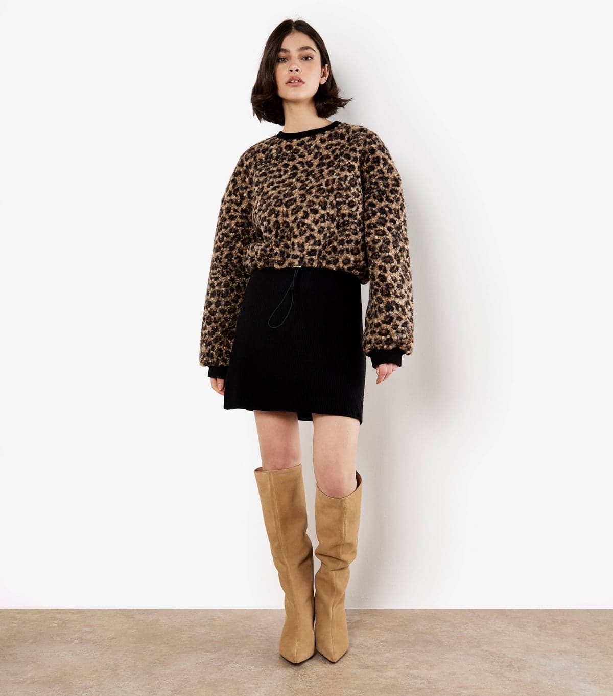 Apricot Women's Brown Leopard Boucle Jumper Apricot New Look