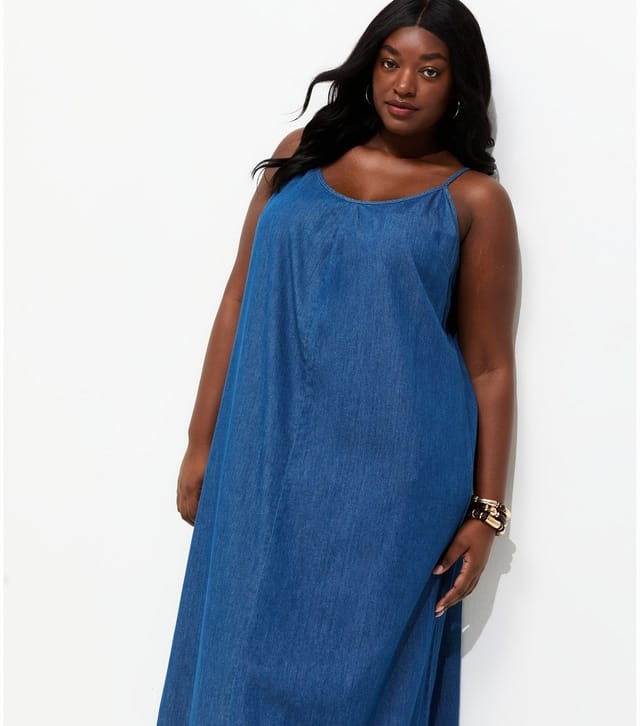 New Look Women's Plus Size Mid Blue Trapeze Midi Dress Curves New Look - 2
