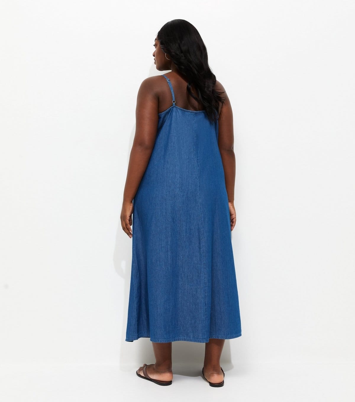New Look Women's Plus Size Mid Blue Trapeze Midi Dress Curves New Look - 4