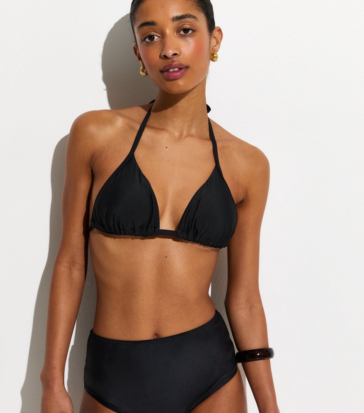 New Look Women's Black Removable Padding Triangle Bikini Top New Look - 1