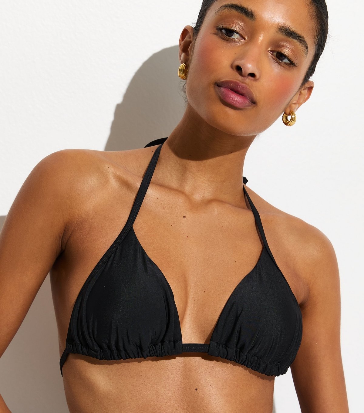 New Look Women's Black Removable Padding Triangle Bikini Top New Look - 3