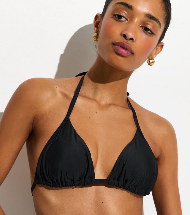 New Look Women's Black Removable Padding Triangle Bikini Top New Look - 3