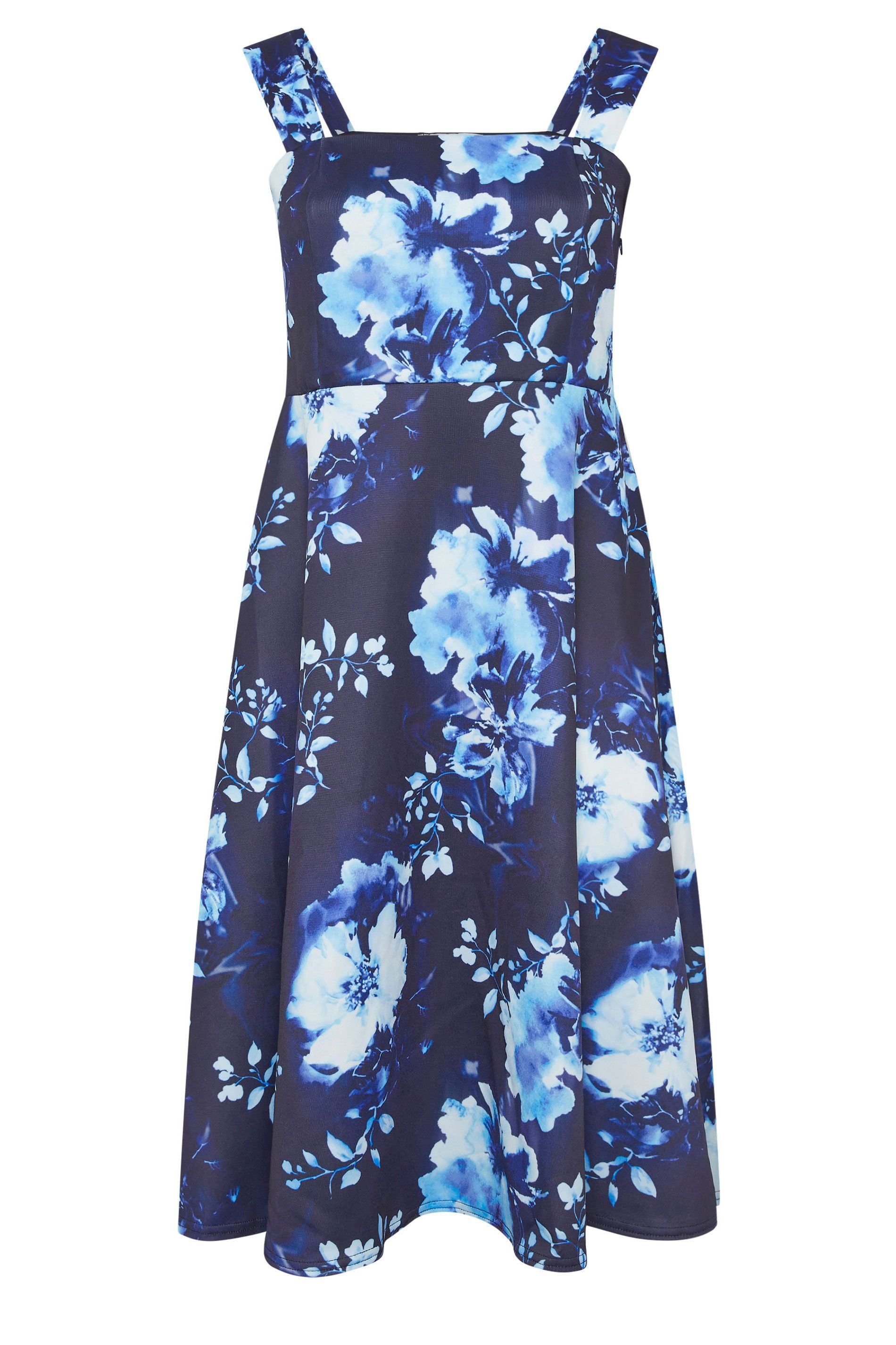 Yours Yours Women's Floral Skater Dress in Dark Blue - 2