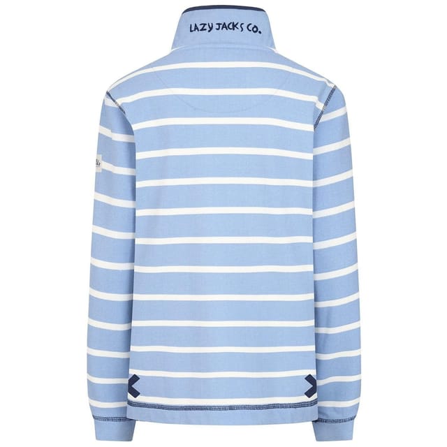 Lazy Jacks Lazy Jacks Women's Pique Button Neck Sweatshirt in Baby Blue - 2