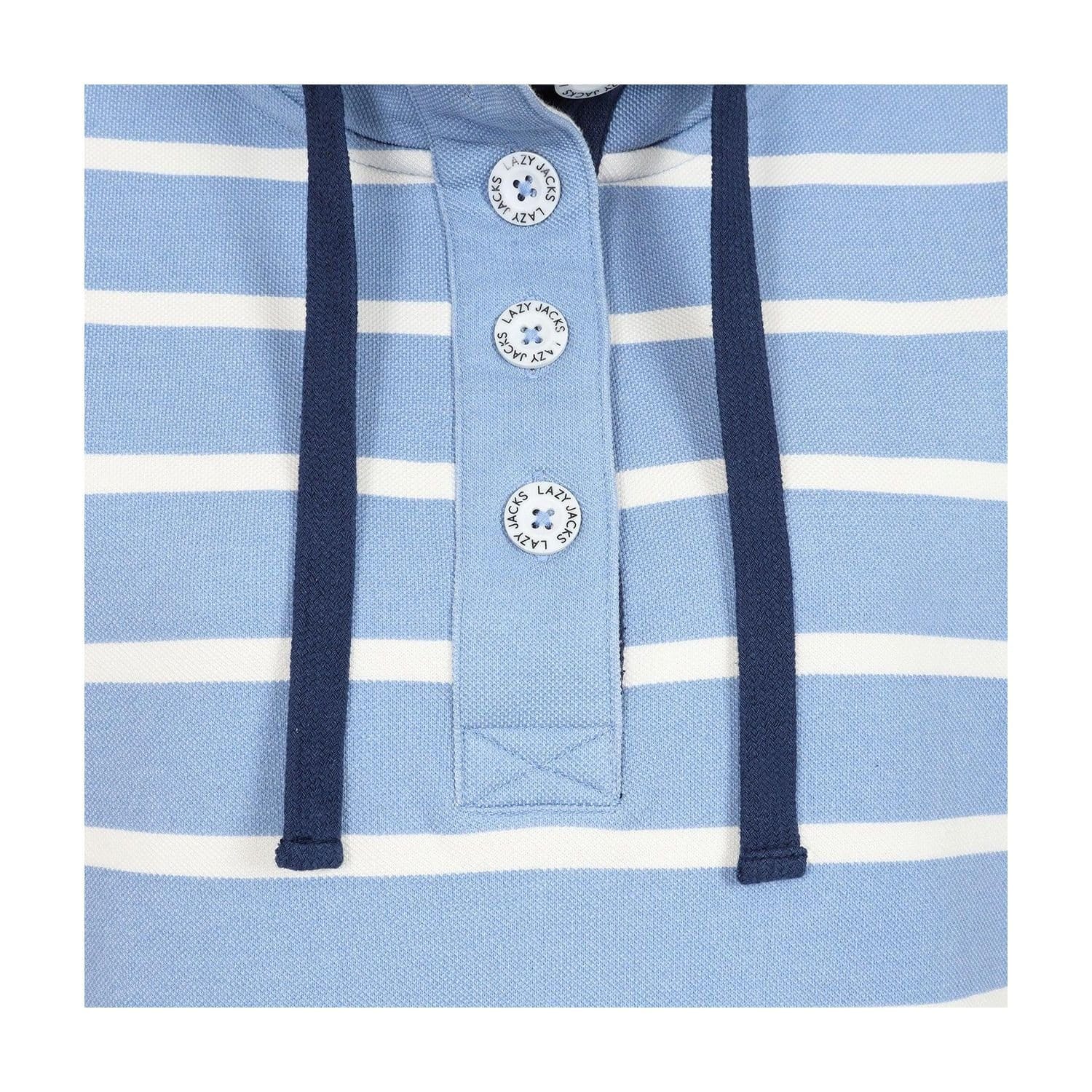 Lazy Jacks Lazy Jacks Women's Pique Button Neck Sweatshirt in Baby Blue - 4