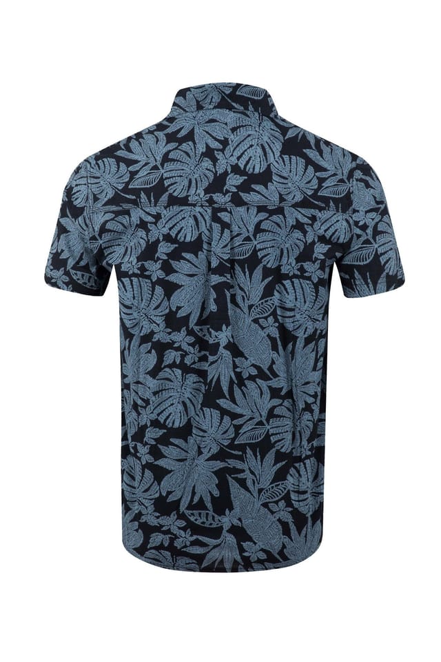 Weird Fish Weird Fish Men's Faraway Short Sleeve Printed Shirt in Mid Blue - 2