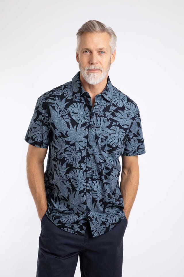 Weird Fish Weird Fish Men's Faraway Short Sleeve Printed Shirt in Mid Blue - 3