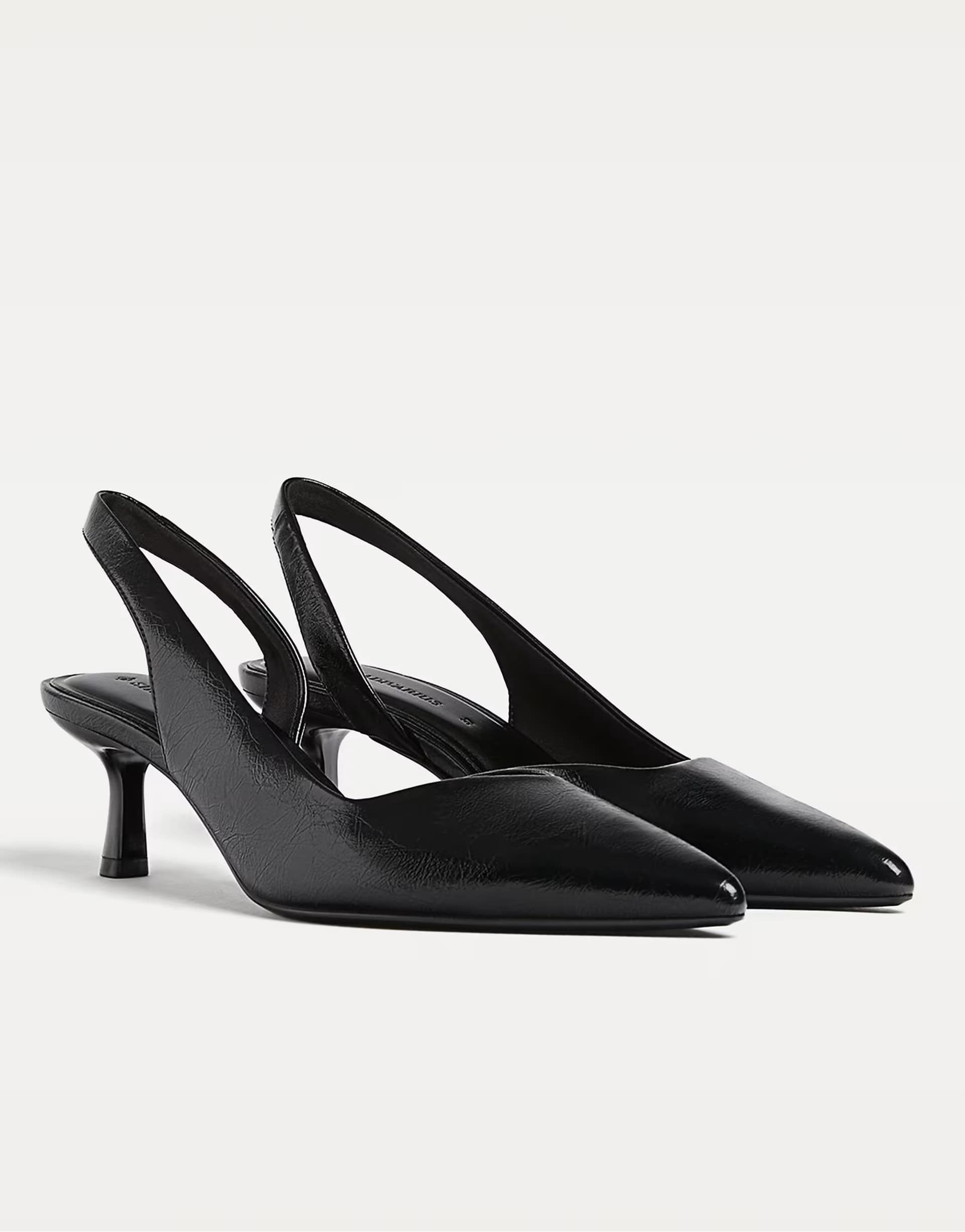 ASOS Stradivarius kitten heel slingback in black in black