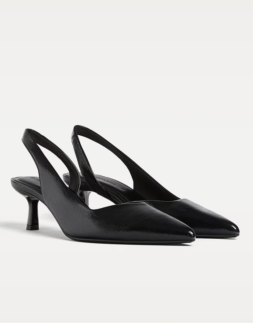 ASOS Stradivarius kitten heel slingback in black in black - 1