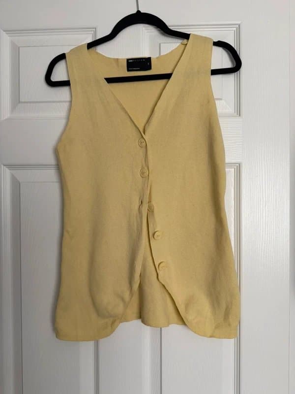 ASOS ASOS button up yellow knit top vest