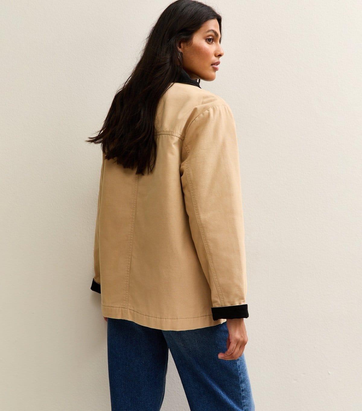 New Look Women's Stone Contrast Collar Midi Barn Jacket New Look - 4