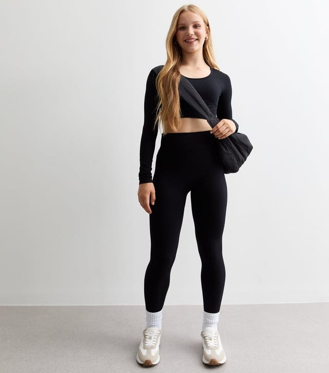New Look Girls' Black Ribbed Leggings New Look - 3