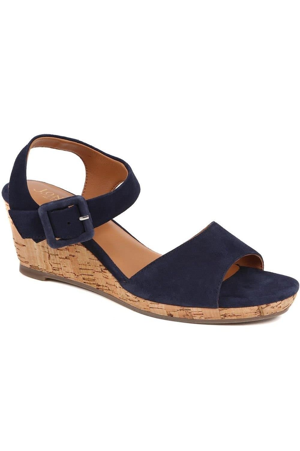 Jones Bootmaker Jones Bootmaker Women's Grazina Leather Wedges in Navy
