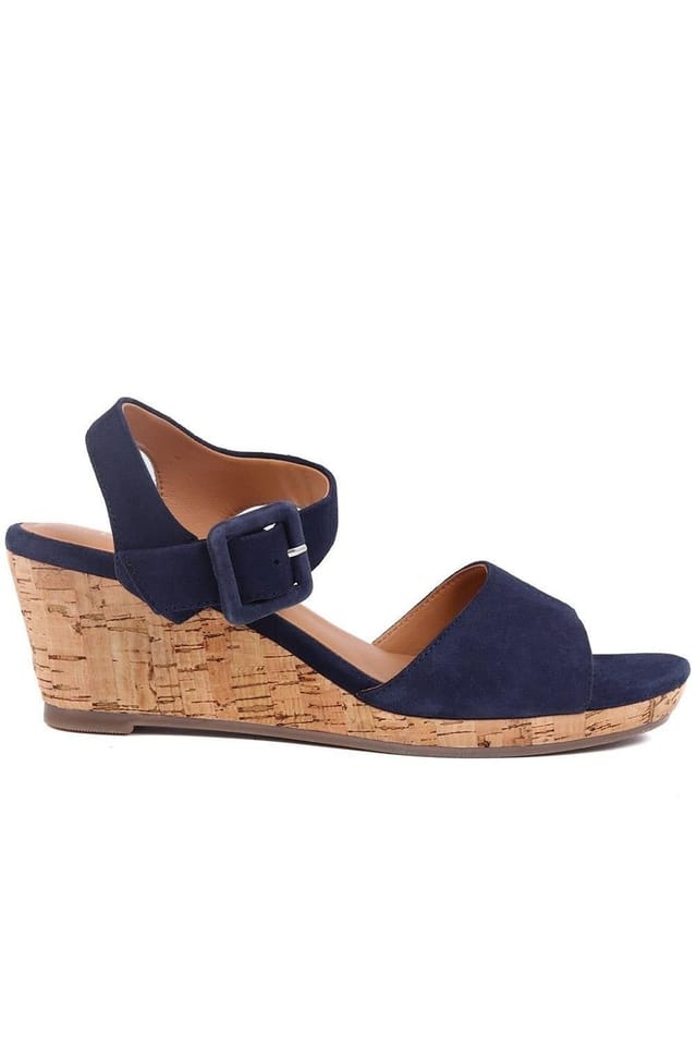 Jones Bootmaker Jones Bootmaker Women's Grazina Leather Wedges in Navy - 2