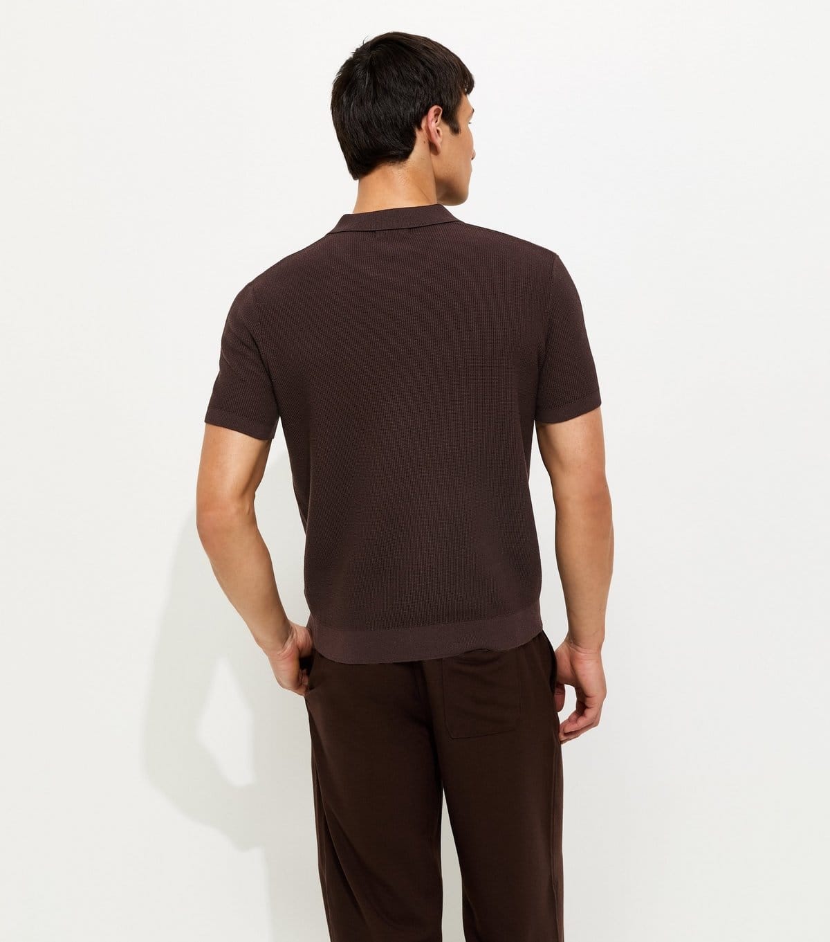 New Look Men's Dark Brown Regular Short Sleeve Polo Top New Look - 4