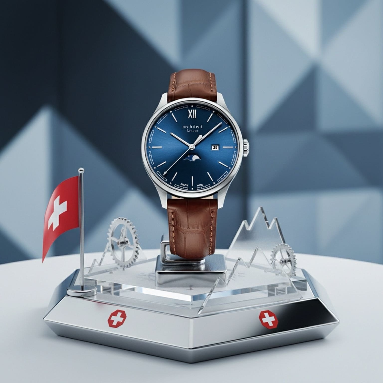 Wear We Met Wear We Met Men's Personalised Swiss Made Montreux Watch - Engraved in Blue - 4