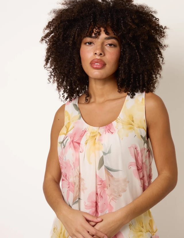 Blue Vanilla Scoop Neck Puffball Sleeveless Top - 2