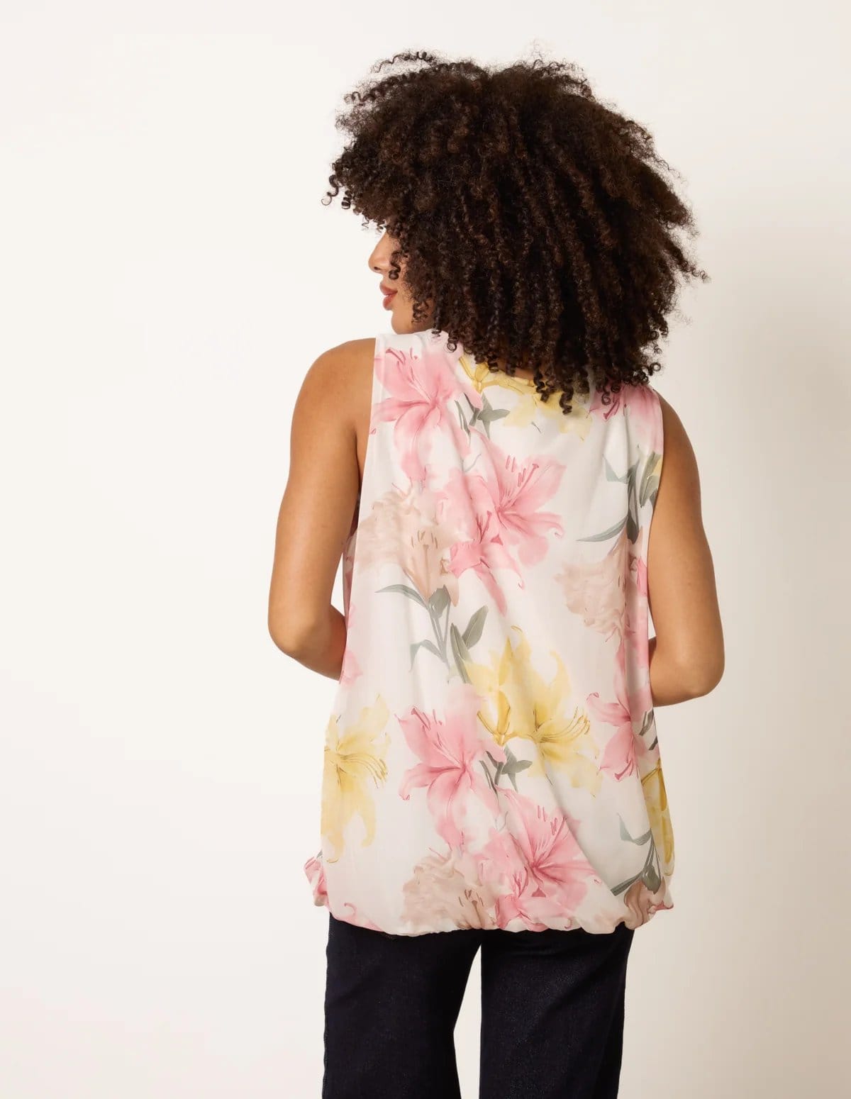 Blue Vanilla Scoop Neck Puffball Sleeveless Top - 4