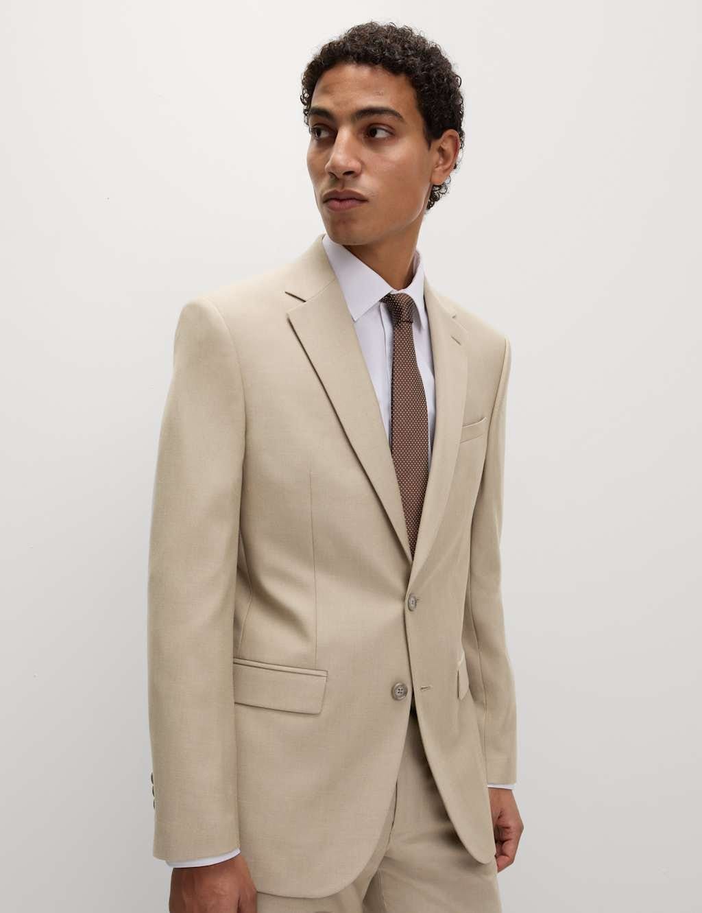 M&S Regular Fit Stretch Ultimate Suit Jacket Neutral