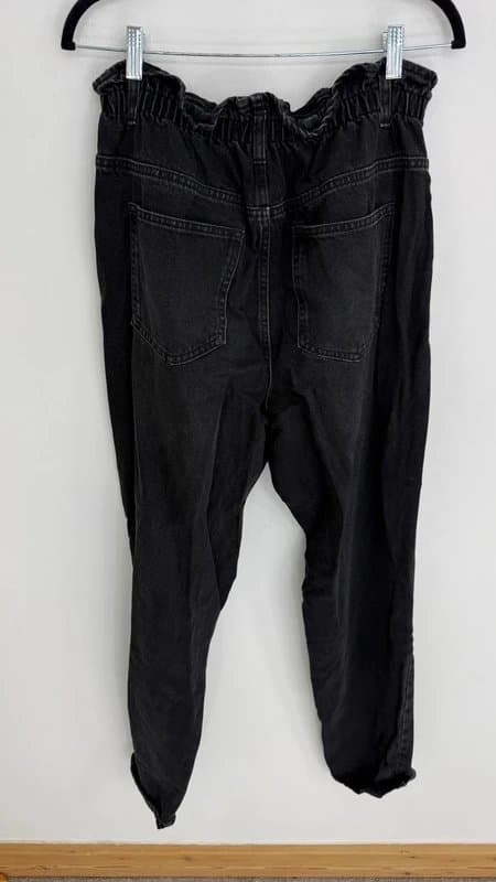 New Look New Look Tall Black High-Waisted Paperbag Denim Jeans UK 16
