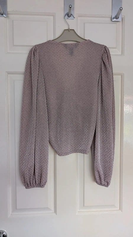 New Look Lilac Sparkly Ruched Top, Size 8