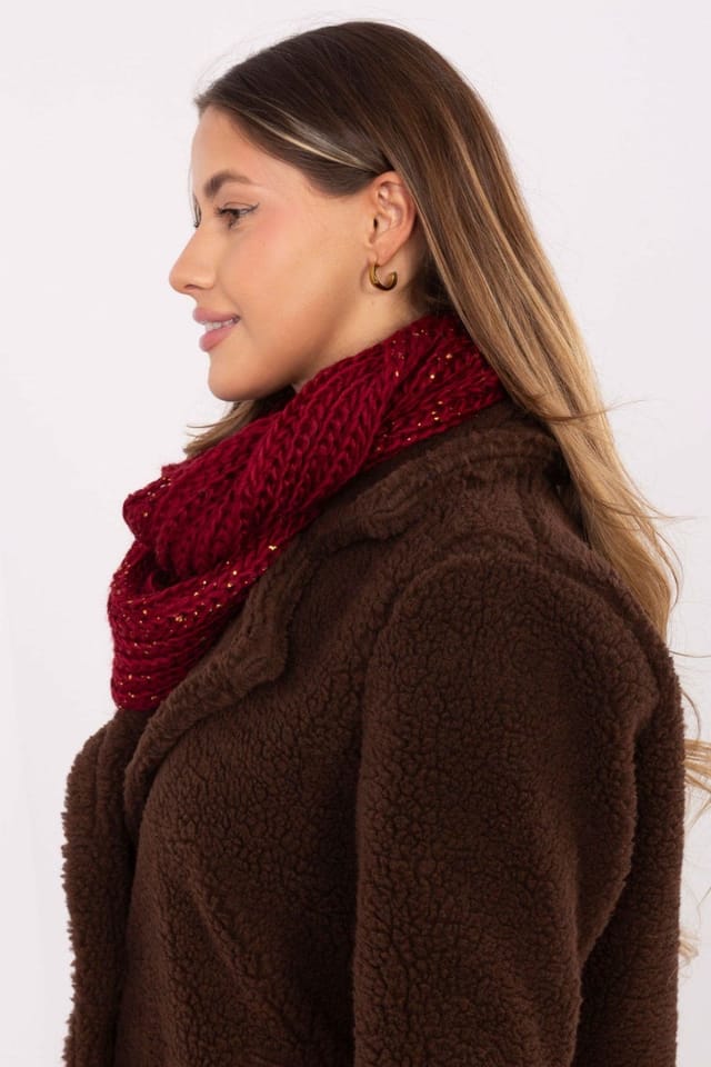 Love Lace Love Lace Women's Infinity Snood Scarf Thick Knit Polyester for Cold Weather Comfort in Red - 2