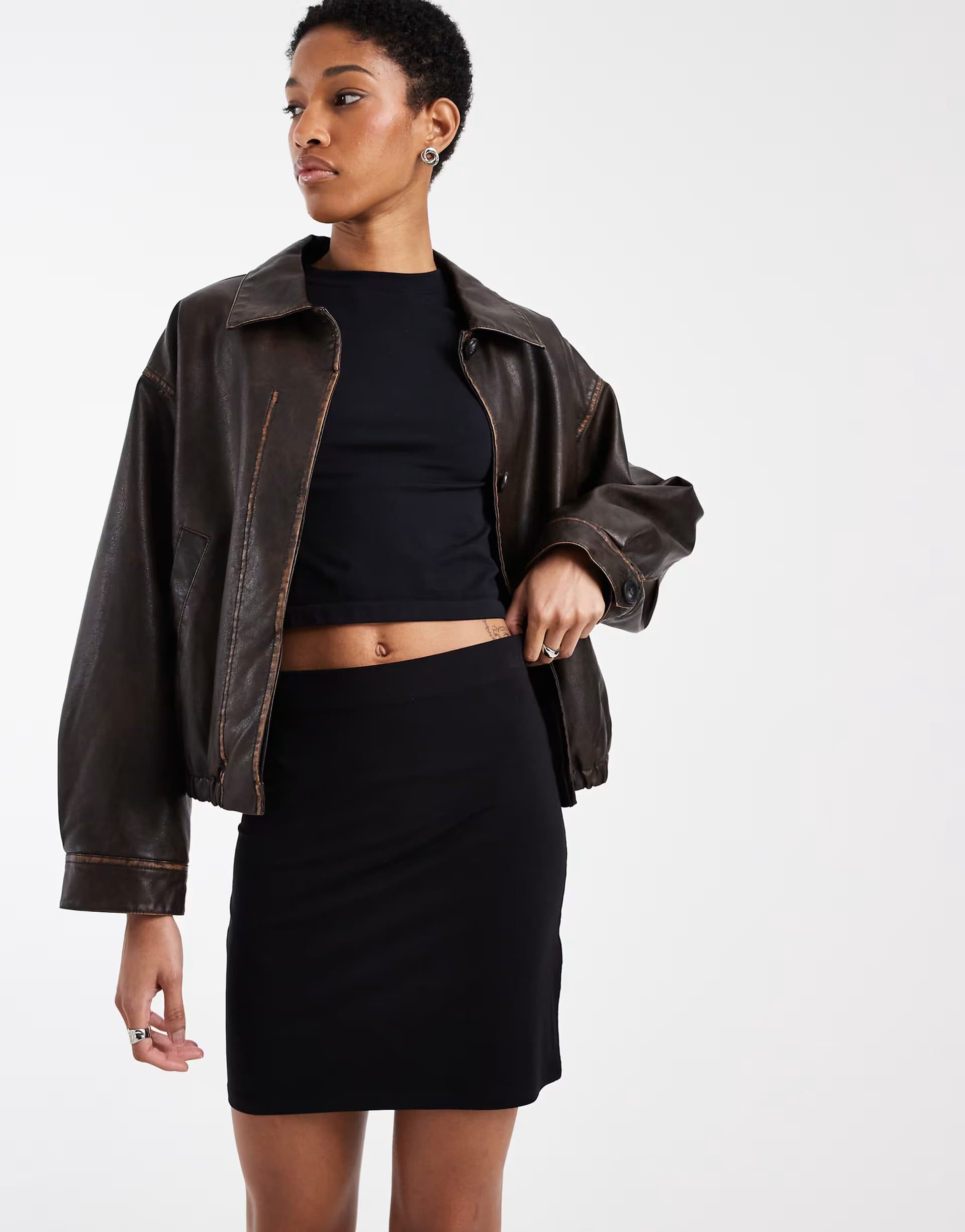 ASOS ASOS DESIGN Tall jersey mini skirt in black