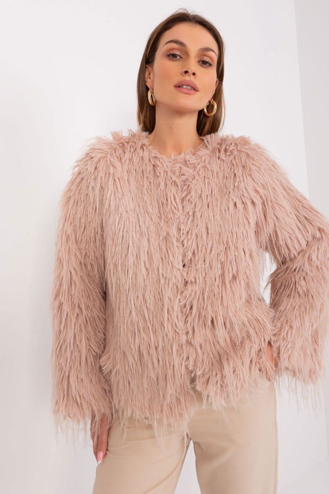 Love Lace Pink Fur Trim Lined Jacket with Pockets