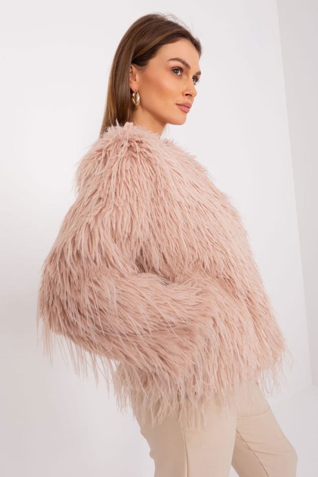 Love Lace Love Lace Women's Fur Trim Lined Transitional Jacket with Pockets in Pink - 3