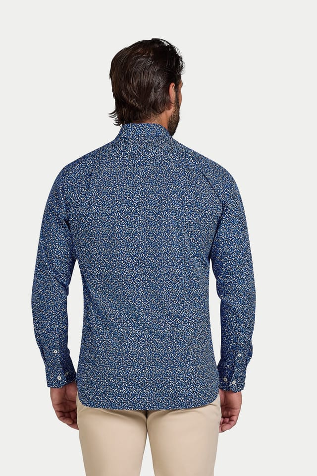 raging bull Raging Bull Men's Long Sleeve Flower Bud Cotton Poplin Shirt in Navy - 2