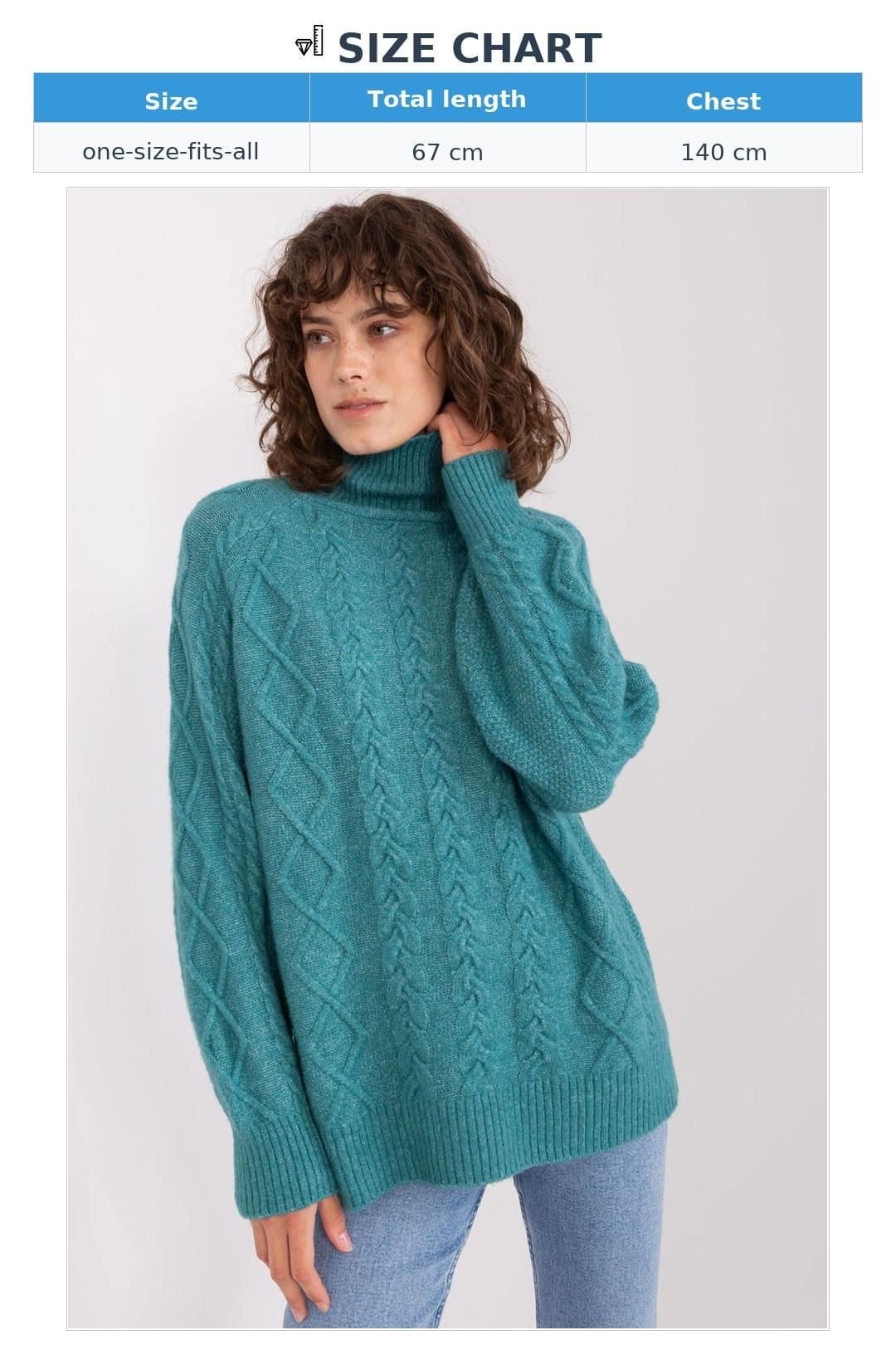 Love Lace Love Lace Women's Plaid Turtleneck Acrylic Sweater Long Sleeve Style 189226 in Blue - 4