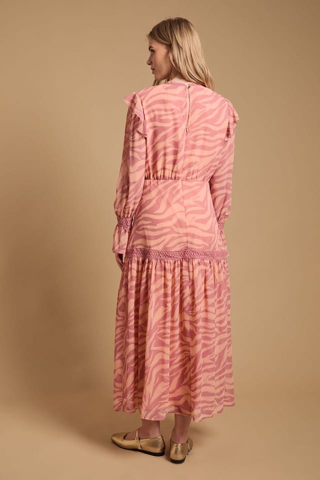 Oasis Oasis Women's Pin Tuck Detail Midi Dress in Animal - 3