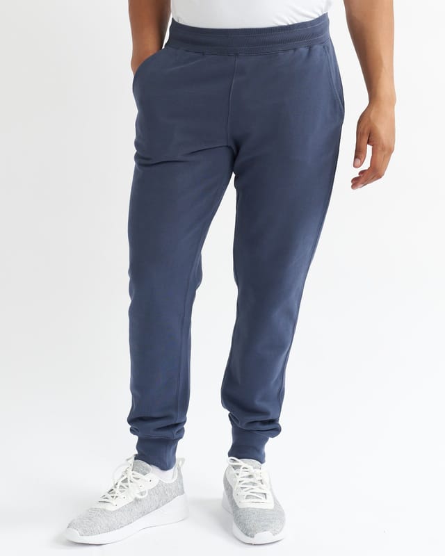 Alse Studio Alse Studio Men's Premium Cotton Cuffed Joggers Relaxed Fit With Pockets in Indigo - 3