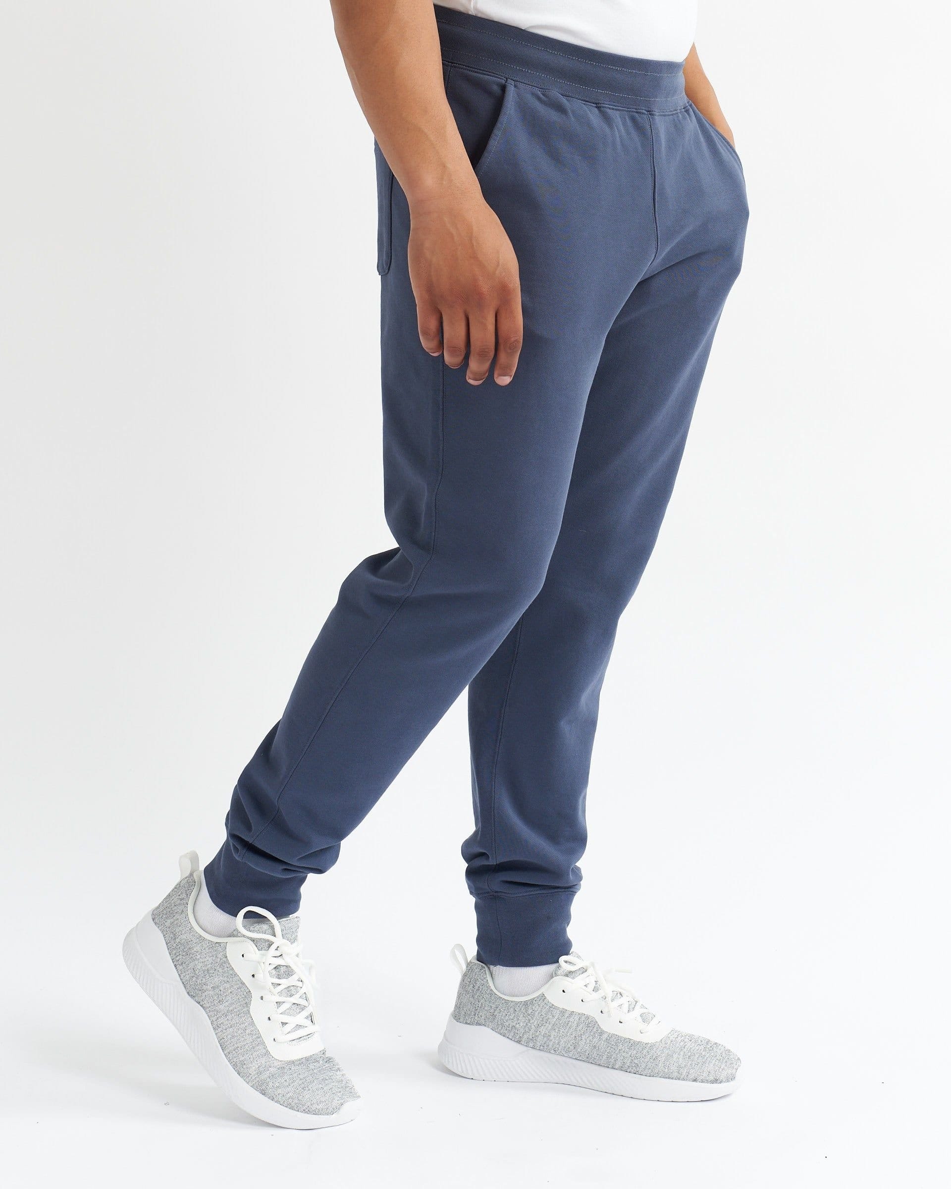 Alse Studio Alse Studio Men's Premium Cotton Cuffed Joggers Relaxed Fit With Pockets in Indigo - 4