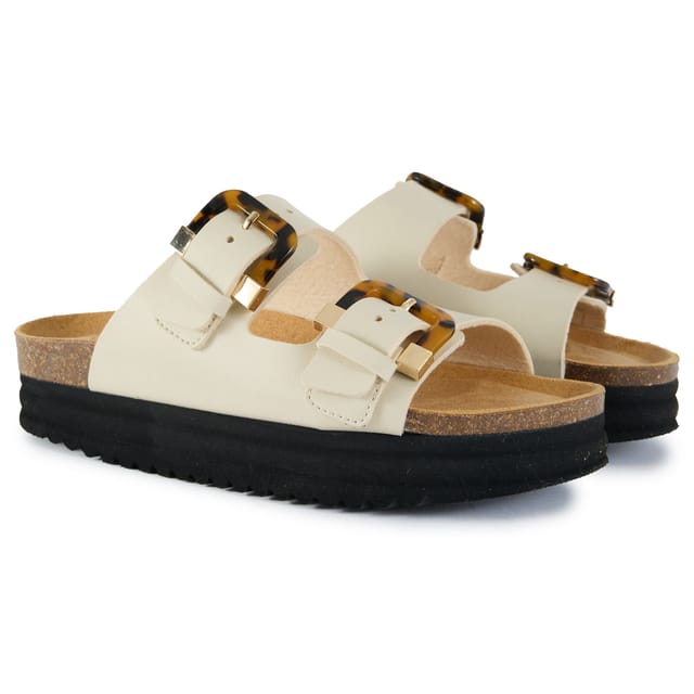 V.GAN V.GAN Women's Plum Tortoiseshell Comfort Footbed Sandals in Natural - 2