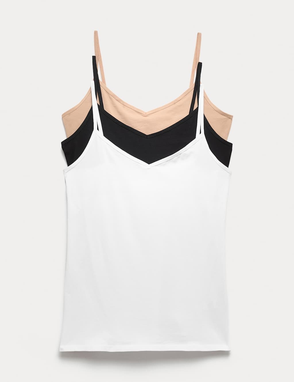 Marks & Spencer M&S 3pk Cotton Rich Strappy Vests Rose Quartz