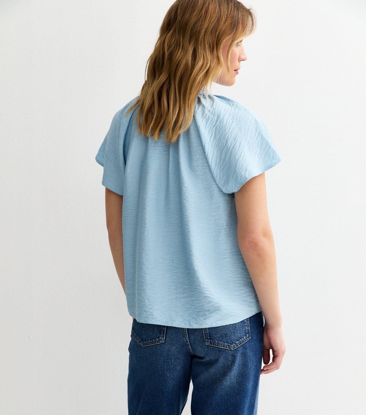 New Look Women's Blue Crinkled Flutter Sleeve Blouse New Look - 4