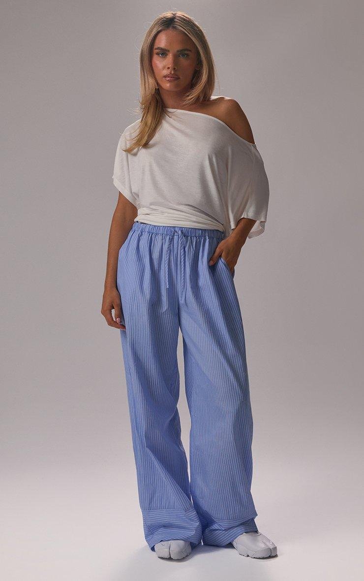 EGO Short Sleeve Off The Shoulder Draped Top In White Modal Jersey, Women's Size UK 6 - 2