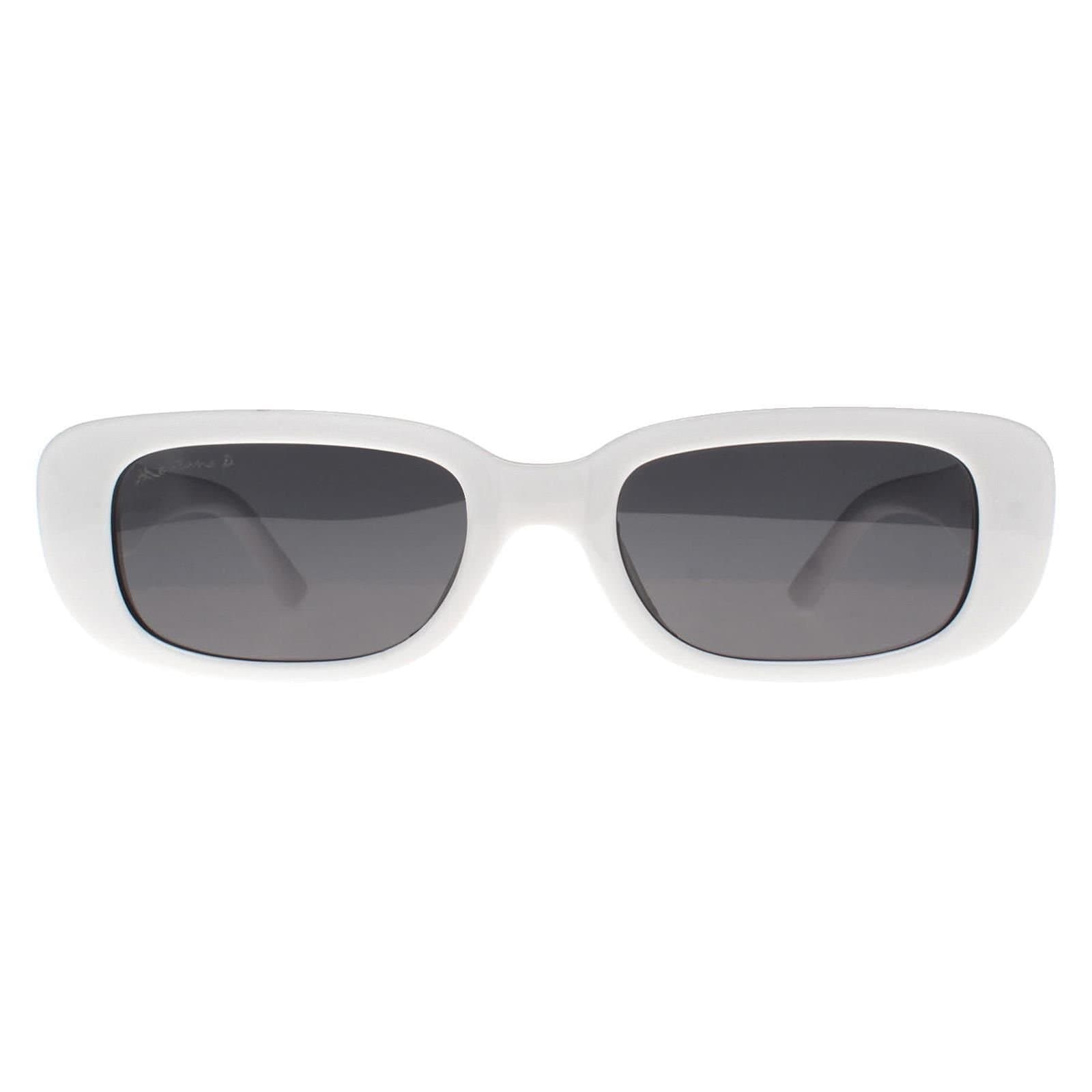 montana Montana Women's White Smoke Grey Polarized Rectangle Sunglasses