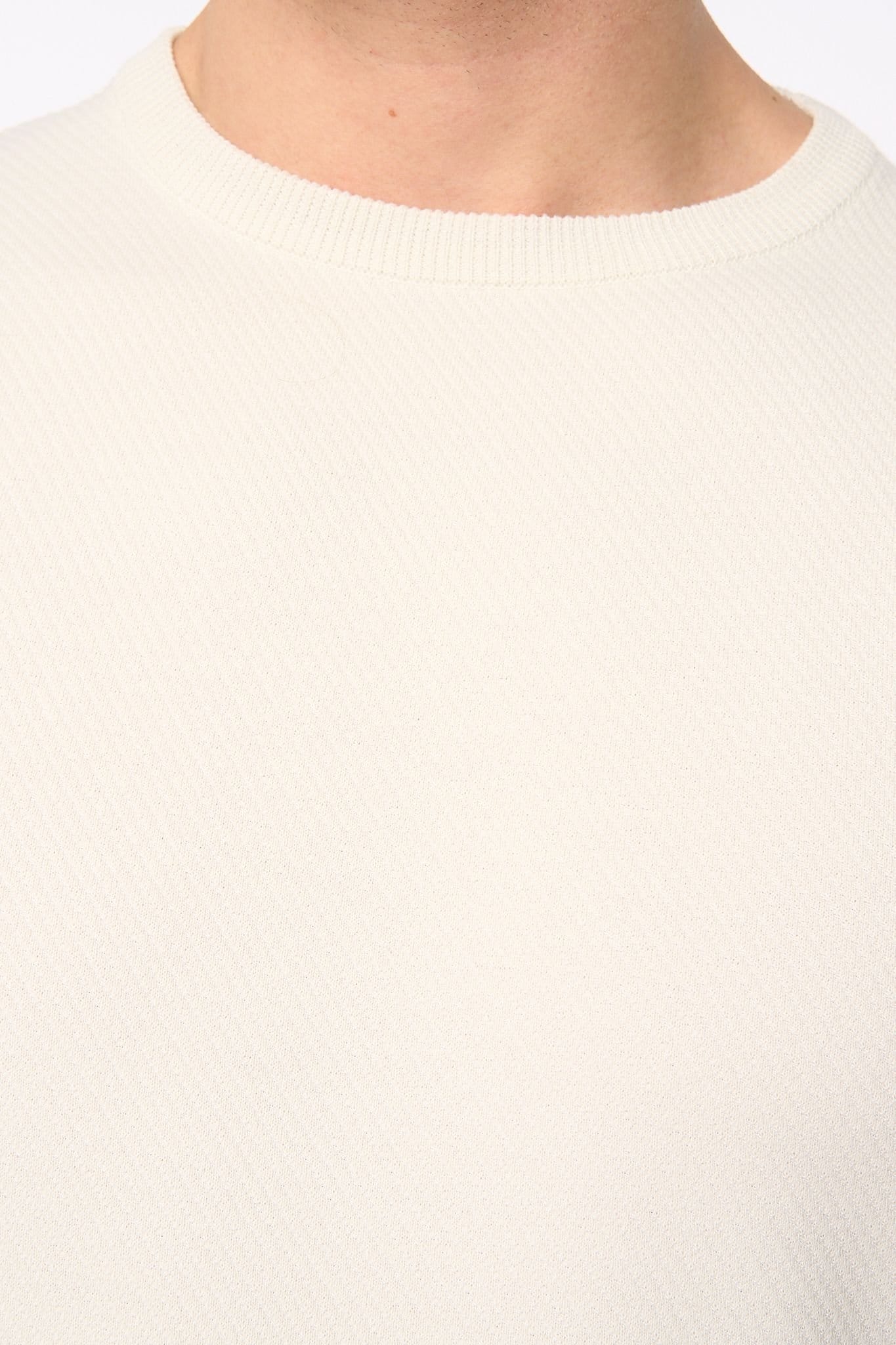 Duck&Cover Duck&Cover Men's Marvela Structured Knitted T-Shirt with Metal Badge in Light Stone - 4