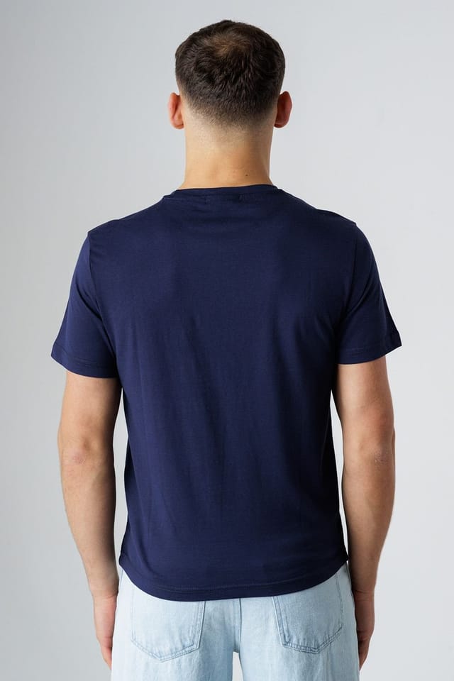 Influence Influence Men's Cotton Crew Neck Graphic Short Sleeve T-Shirt in Navy - 2
