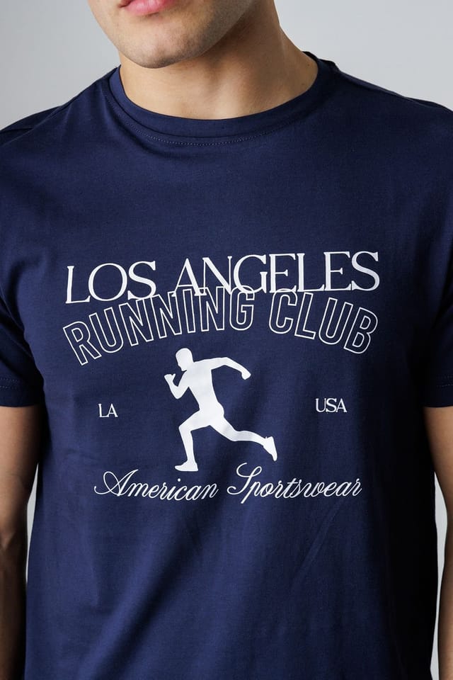 Influence Influence Men's Cotton Crew Neck Graphic Short Sleeve T-Shirt in Navy - 3