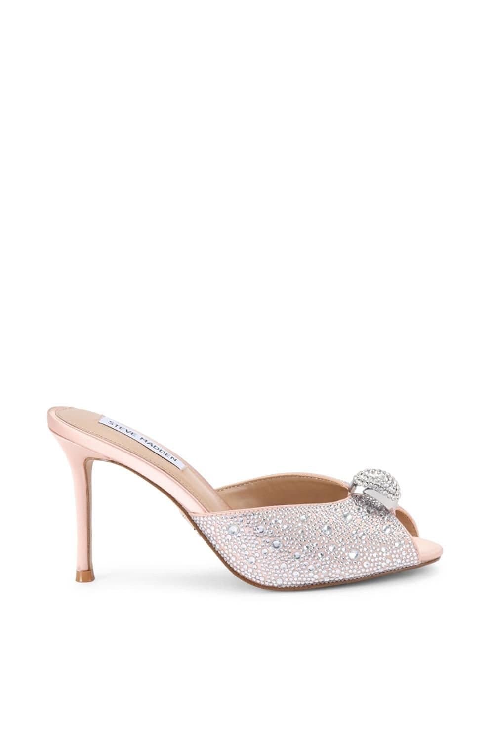 Steve Madden Steve Madden Pink Satin Crystal Heeled Sandals